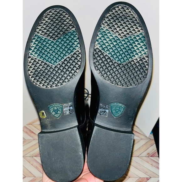 Ariat Heritage Field Riding Boots 8 Black Leather Equestrian Pull On Laces 55101 - Picture 9 of 13